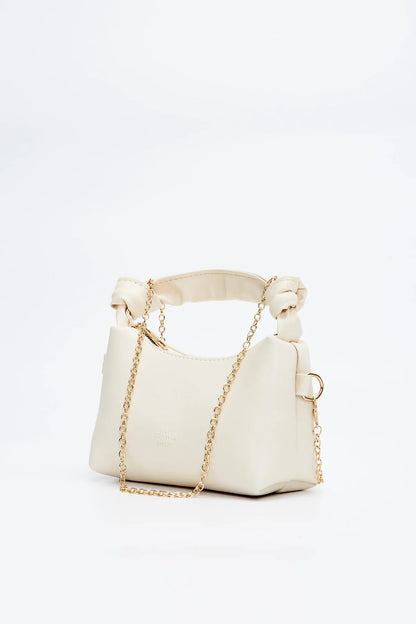 Mīkstas ādas rokas un plecu soma ar mezglu un ķēdes siksnu